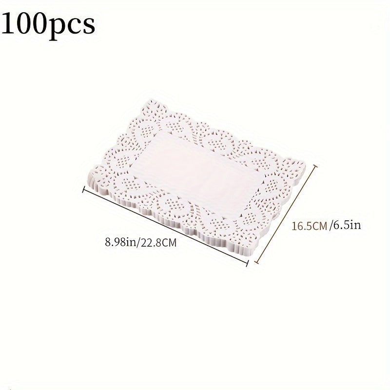 50 pieces each of lace paper, oil absorption paper pads, lace rolls, fried dim sum cakes, flower base paper, baking paper, food pads, pizza paper, and cake pads in three different shapes.