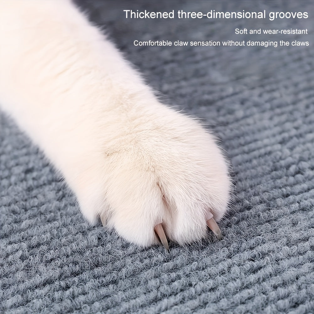 Self-adhesive cat scratching mat protects walls and furniture from cat scratching, made of durable polyester fiber.