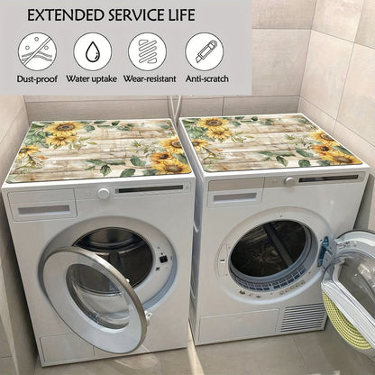 60cm x 60cm Universal Dust Cover with Sunflower Pattern - Machine Washer and Dryer Protector, Absorbent Top Cover for Washing Machines and Dryers- Perfect for Kitchen and Laundry Room Decor