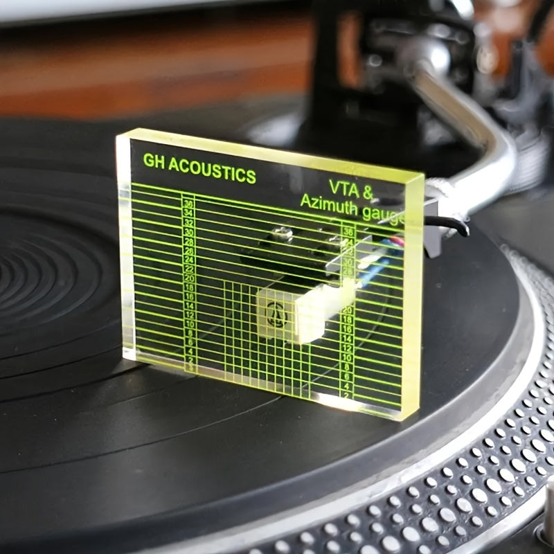 FF Bonfires Acrylic VTA & Azimuth Adjustment Ruler for Vinyl Record Player, a transparent measurement tool for phono tonearm alignment.