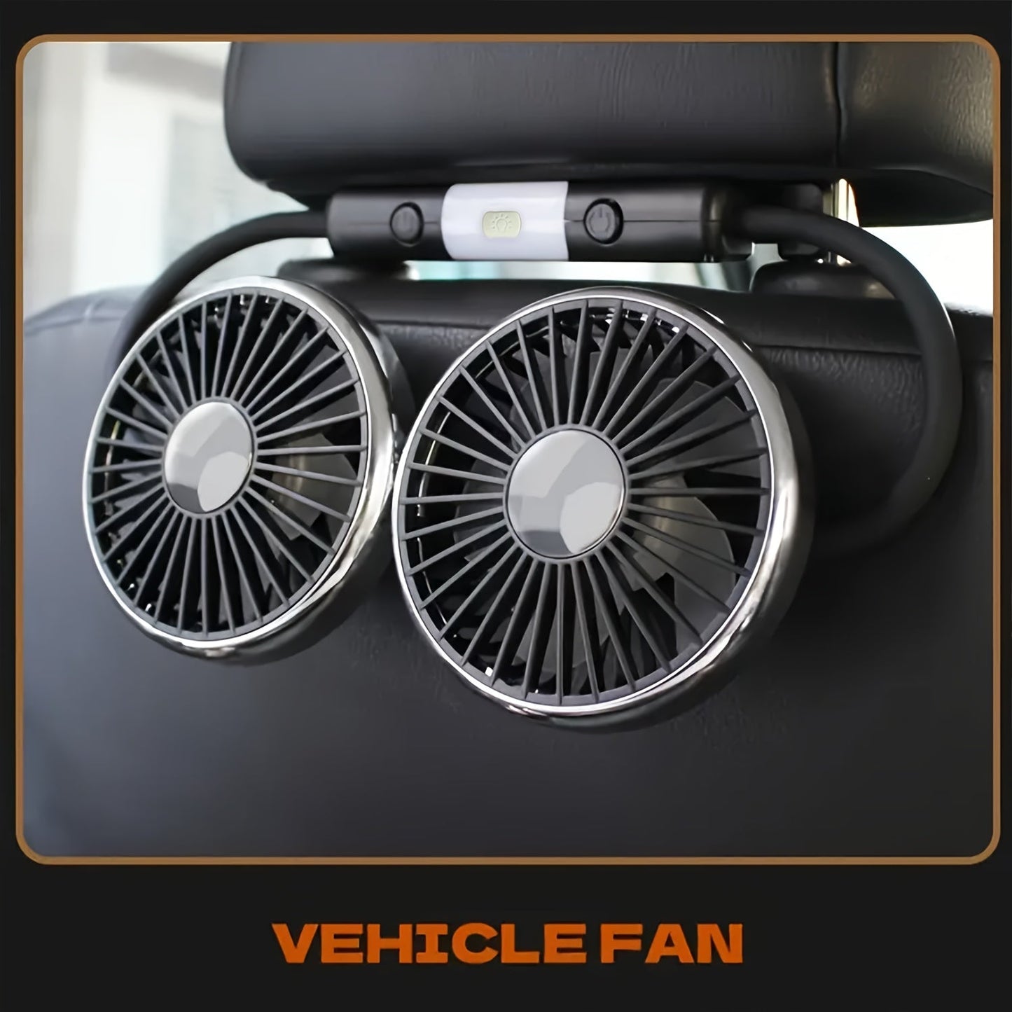 Adjustable Dual-Head Car Fan with Dual Motor Controls, Strong Airflow, Simple Installation & Compact Storage - USB Powered and Battery-Free Operation