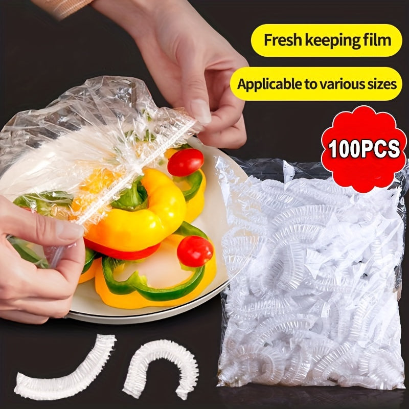 Disposable Food Wrap - 100 Count - Transparent, Stretchable, and Elastic - Ideal for Kitchen and Restaurant - Keeps Leftovers Fresh and Removes Fly Dust - Fits All Plate Sizes