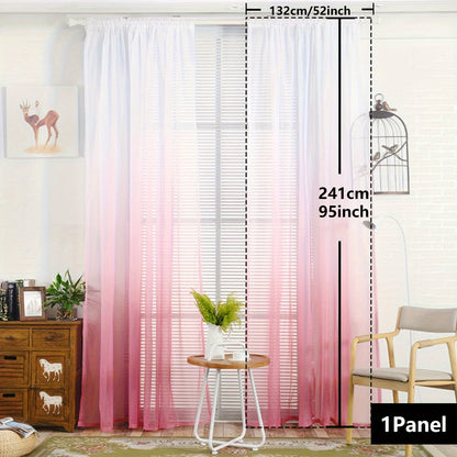 Elegant home decor - 1pc of gradient sheer curtains featuring top & bottom two-tone design in wear rod style.