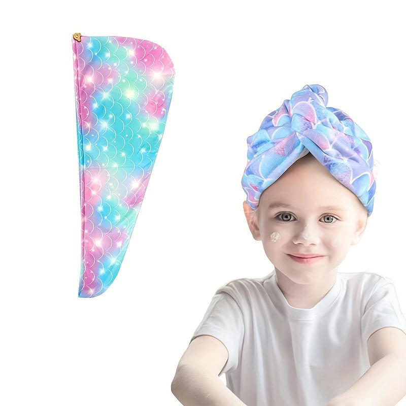 Mermaid-themed Cartoon Microfibre Hair Towel: Wrap, Rapidly Drying Turban