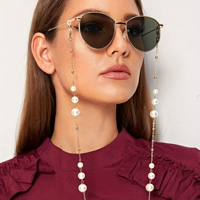 Handmade trendy large pearl chain for sunglasses, fashionable anti-slip glasses chain for men and women's clothing