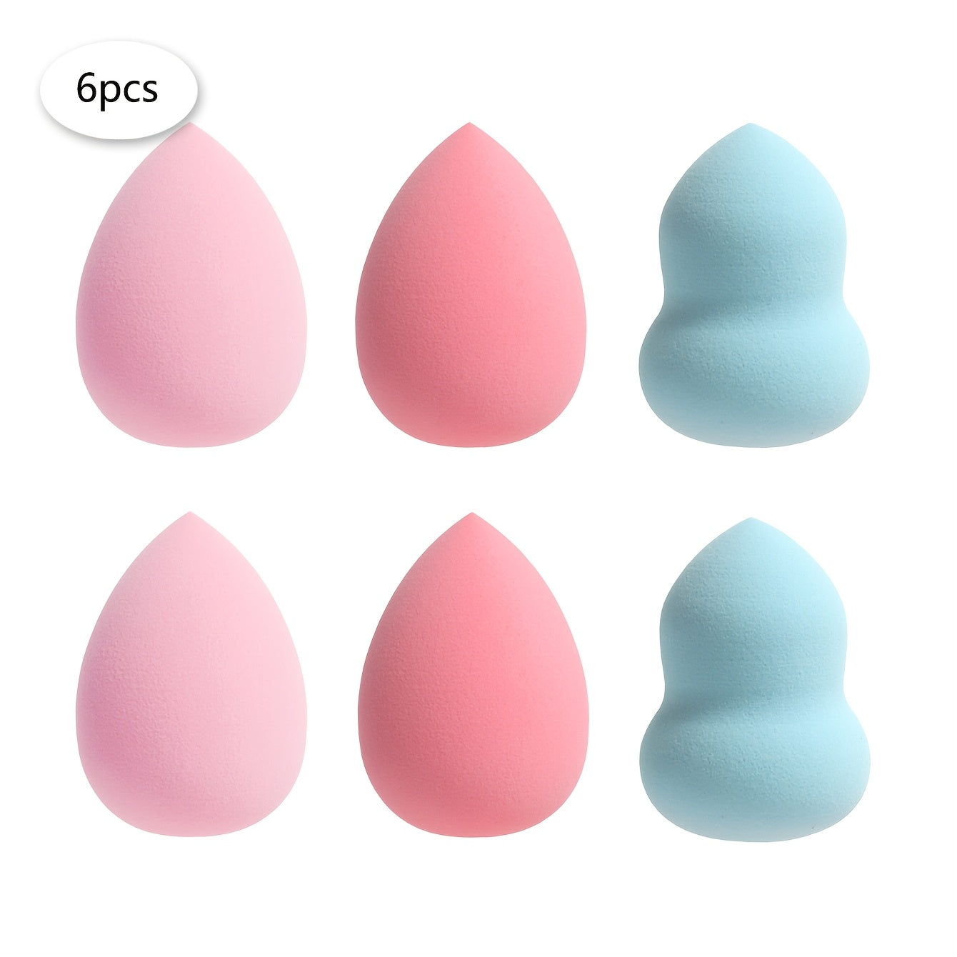 Medium size makeup sponge available in 3, 6, or 12 pieces. Random colors and shapes. Can be used with bb cream, liquid foundation, concealer, blush, etc. Expands when wet. Latex-free.