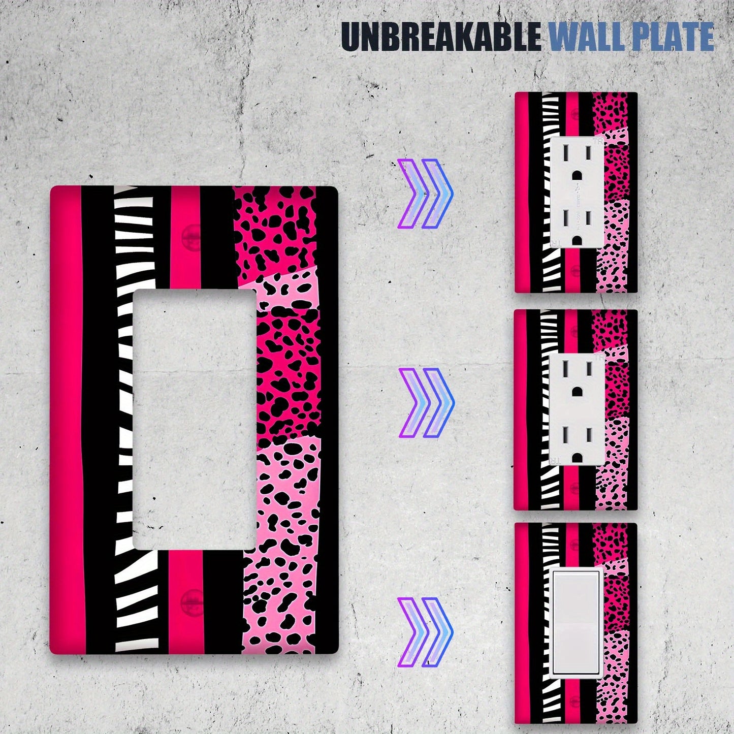 Pink Leopard & Zebra Switch Cover - Decorative Wall Plate for Home Lighting