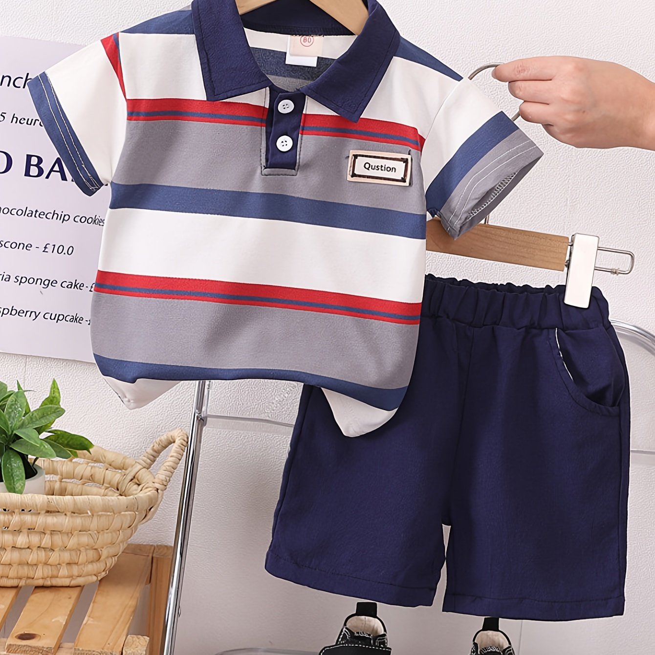 Boys Plaid Outfit with Casual Summer Shorts & Shirt