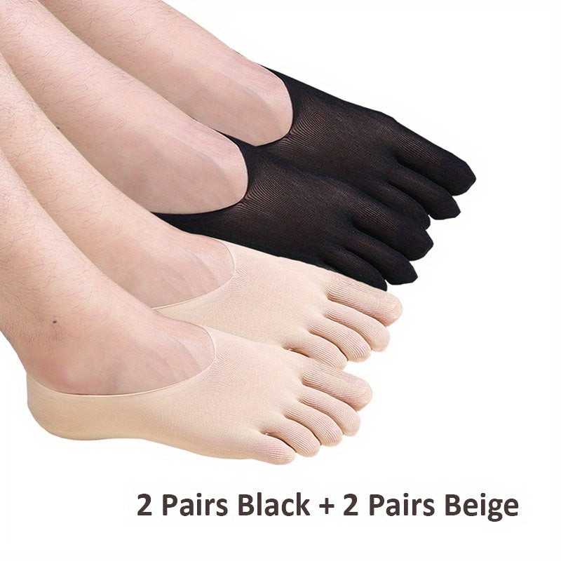 4 Pairs Men's Five Finger Socks, Thin Mesh, High Performance Athletic Toe Socks