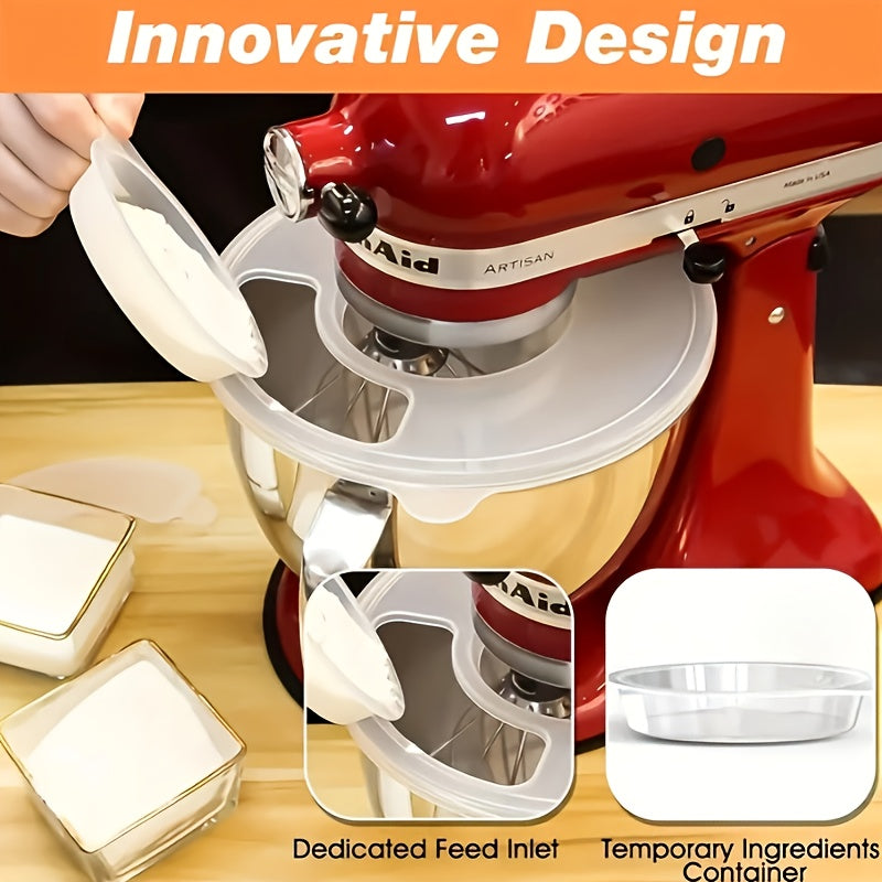 Prevents Spills with Stable Mix Kitchen Appliance Brand 4.5-5 Quart Tilt Head Stand Mixer Bowl Lid. Features Shock Absorber, Non-Slip Mat, and Splash Guard for Safety and Convenience. Made from Food Safe Plastic.