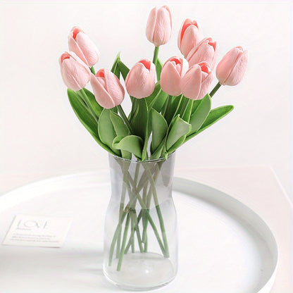 10 Artificial tulip flowers for DIY bridal bouquets, home decoration, and indoor/outdoor display.