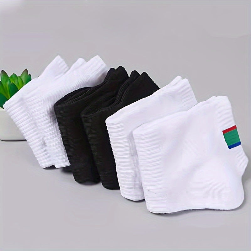 10 pairs of sweat-absorbent low-top invisible socks for spring and summer, available in solid colors. Sweat-resistant.