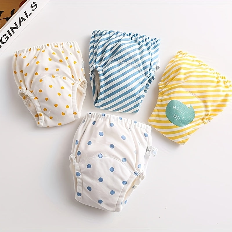 Yellow Striped Raccoon Printed Baby Cloth Diaper Cover - Waterproof, Washable, Reusable Training Pants with Snaps. Korean Style Soft, Breathable Muslin Nappy Wrap