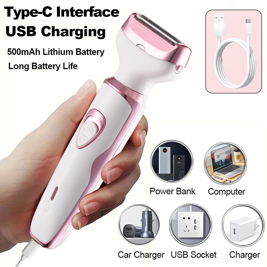 MIGUAN 4-in-1 Ayollar uchun Elektr Epilator, Noxush po'latdan yasalgan pichoq, USB orqali zaryadlanadigan, Ideal Pasxa sovg'asi.