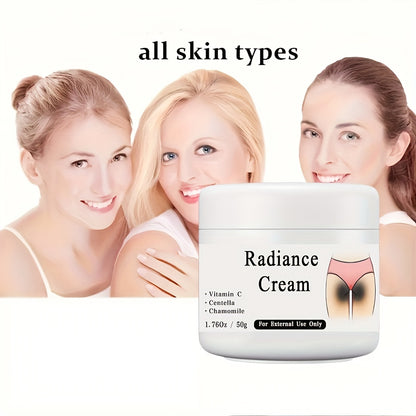 50g Radiance Cream with Vitamin C for private parts, underarms, and joints to improve melanin appearance and illuminate inner butt and thigh skin. 1.76oz.