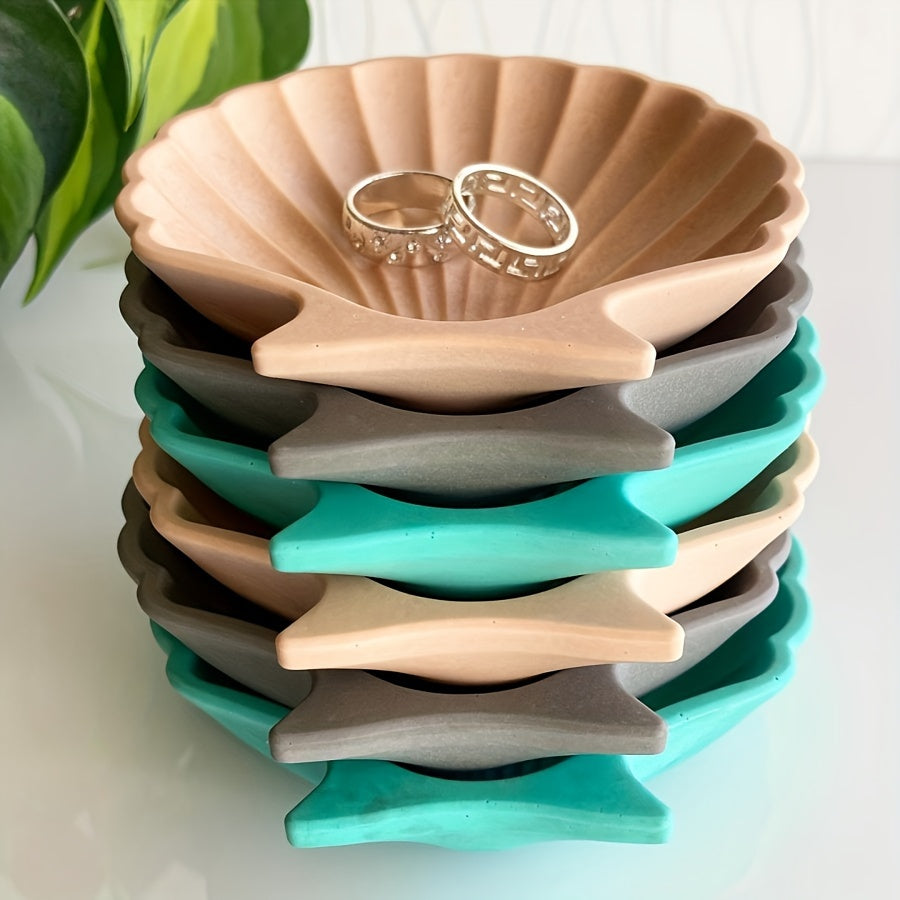 Ocean shell tray silicone mold for DIY plaster ornament storage.