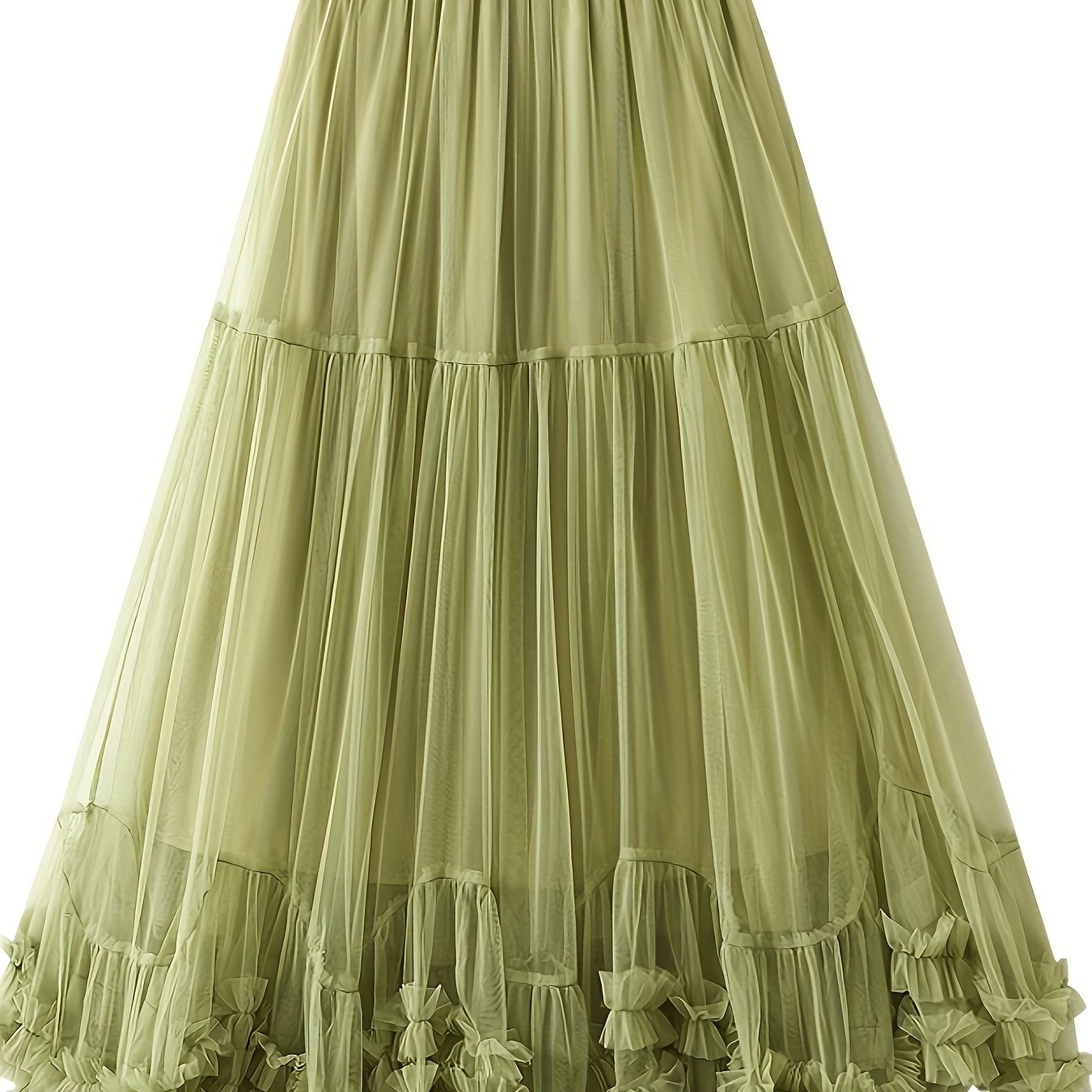 High-waist slimming mesh skirt with layered ruffles, machine washable - ideal for all seasons.