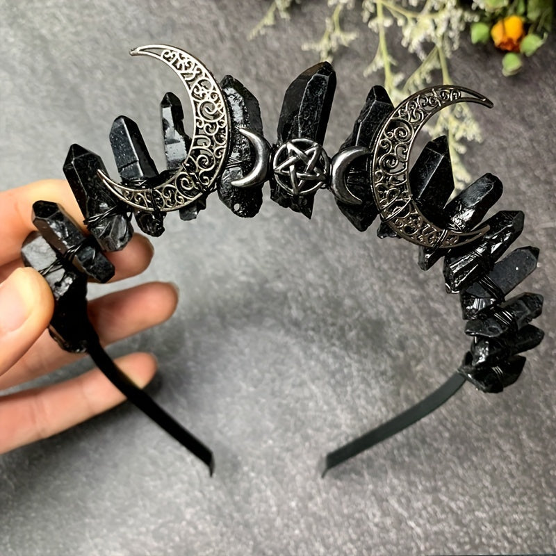 Vintage Crystal Quartz Headband, a unique hair accessory for women made from natural crystals.