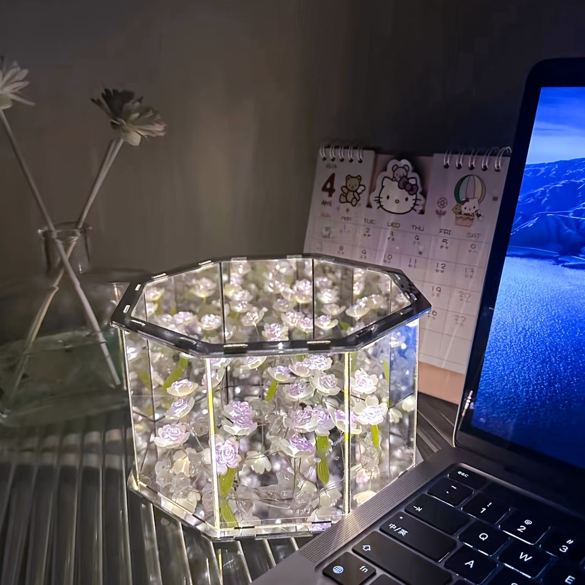 Get your hands on this Creative DIY Hexagonal Rose 3D Flowers Night Light, featuring a Dual-Function Mirror & Lamp. It's the perfect gift for birthdays, romantic occasions, or as room decor for Christmas or Halloween.