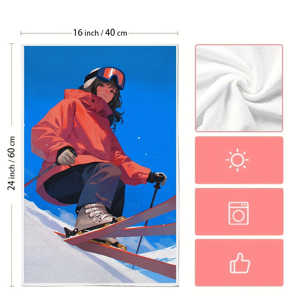 Set of 2 Ultra Soft Kitchen Towels, Perfect for a Day of Skiing or Snowboarding in the Mountains! Highly Absorbent Dish Hand Towels, Ideal for Holiday Decor. Machine Washable, 16x24 Inch each. Model: 2KYSMF1214111