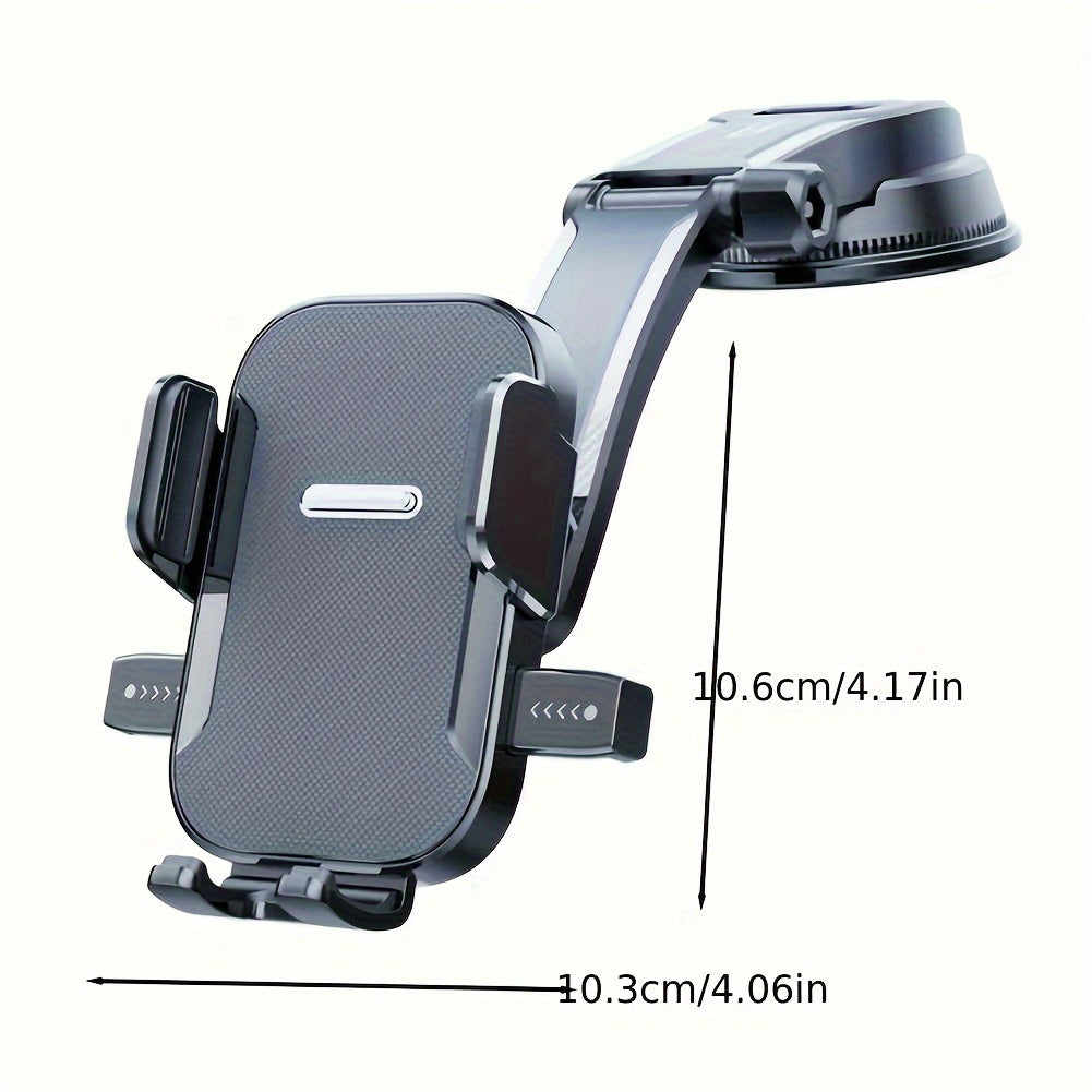 Rotating car phone holder with suction cup for navigation.