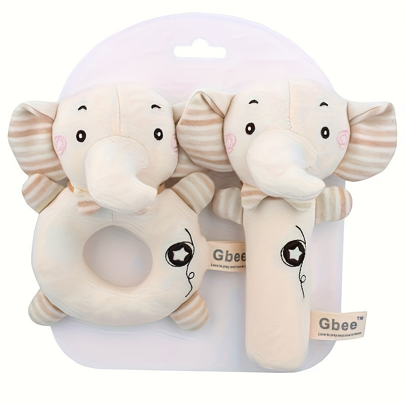 Animal-themed hand-ring bell toy for soothing and grasping training.