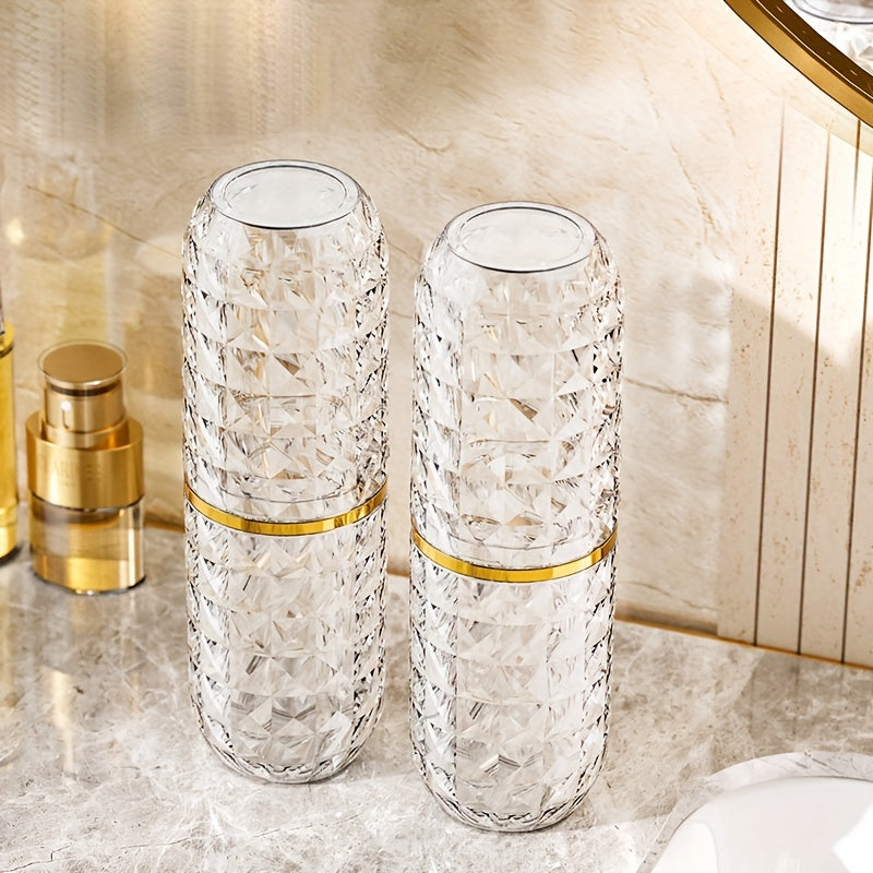 Plastic bathroom tumbler with toothbrush storage box and toothpaste holder - ideal for travel and home use.