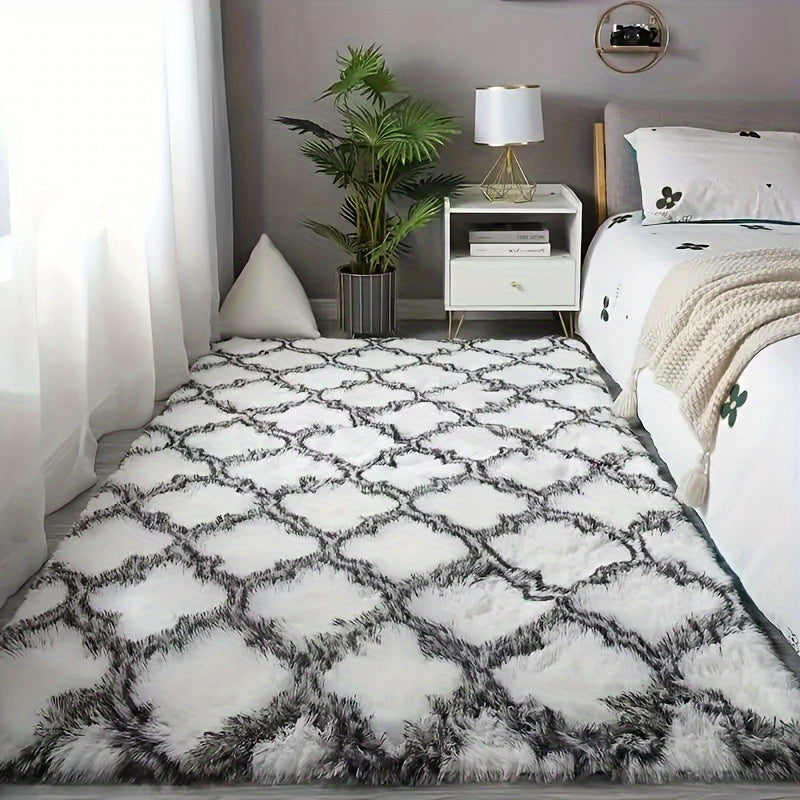 Elevate Your Home Decor with a Stylish Checkered Design Rug. This Chic Grey and White Floor Mat is Perfect for the Living Room, Bedroom or Bathroom. Its Anti-skid Pad ensures Safety and Stability. Add a Touch of Aesthetic Charm to Your Home with this