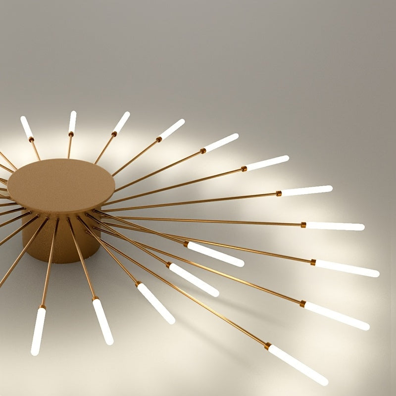 Contemporary LED ceiling lamp in warm white perfect for indoor living spaces such living room, dining room, or bedroom.