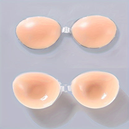 Silicone strapless bra with backless push up nipple covers for women's lingerie.