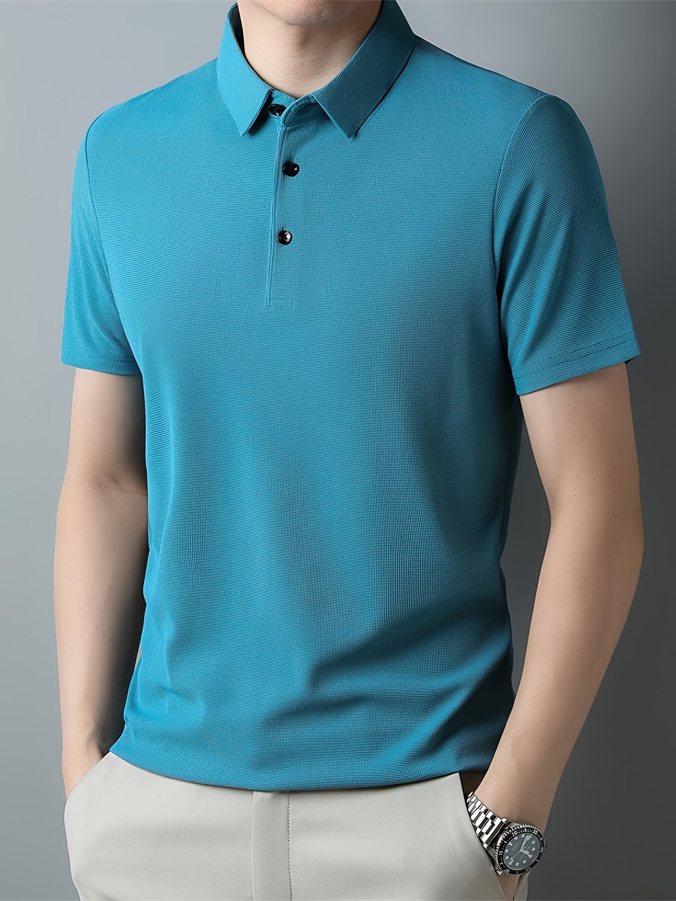 Men's Short Sleeve Henley Shirt for Summer Golf and Outdoor Activities, Casual and Comfortable Sports Top