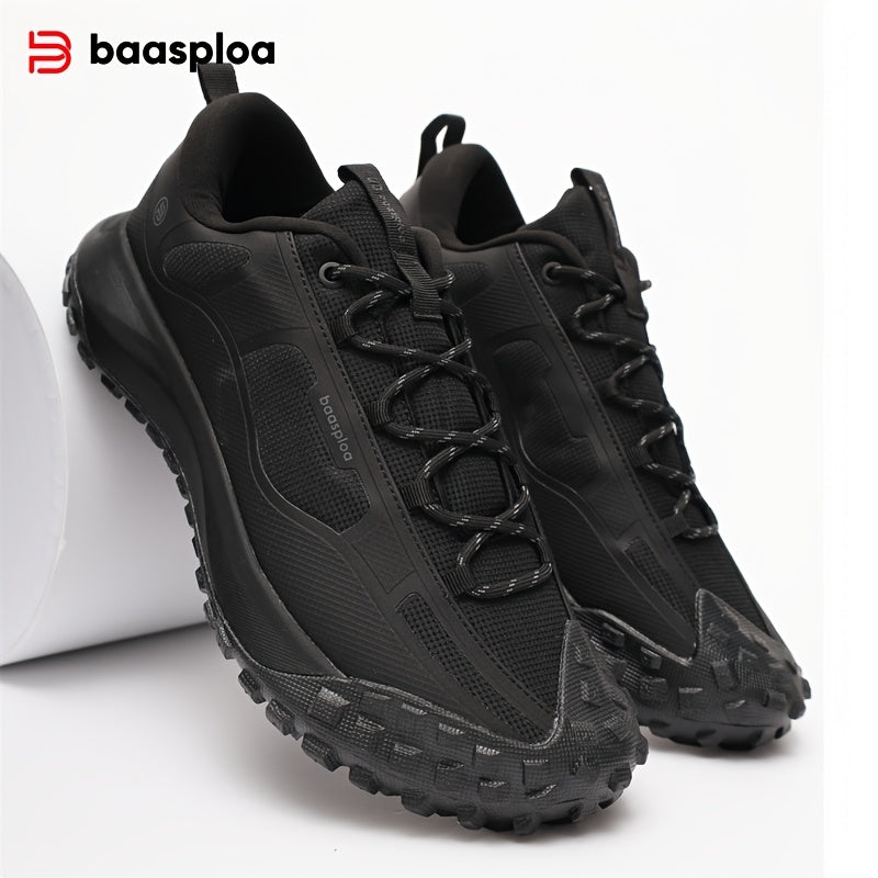 BAASPLOA Men's Trail Running Shoes - All-Season, Breathable Mesh, Non-Slip Tire Sole for Outdoor & Casual Wear