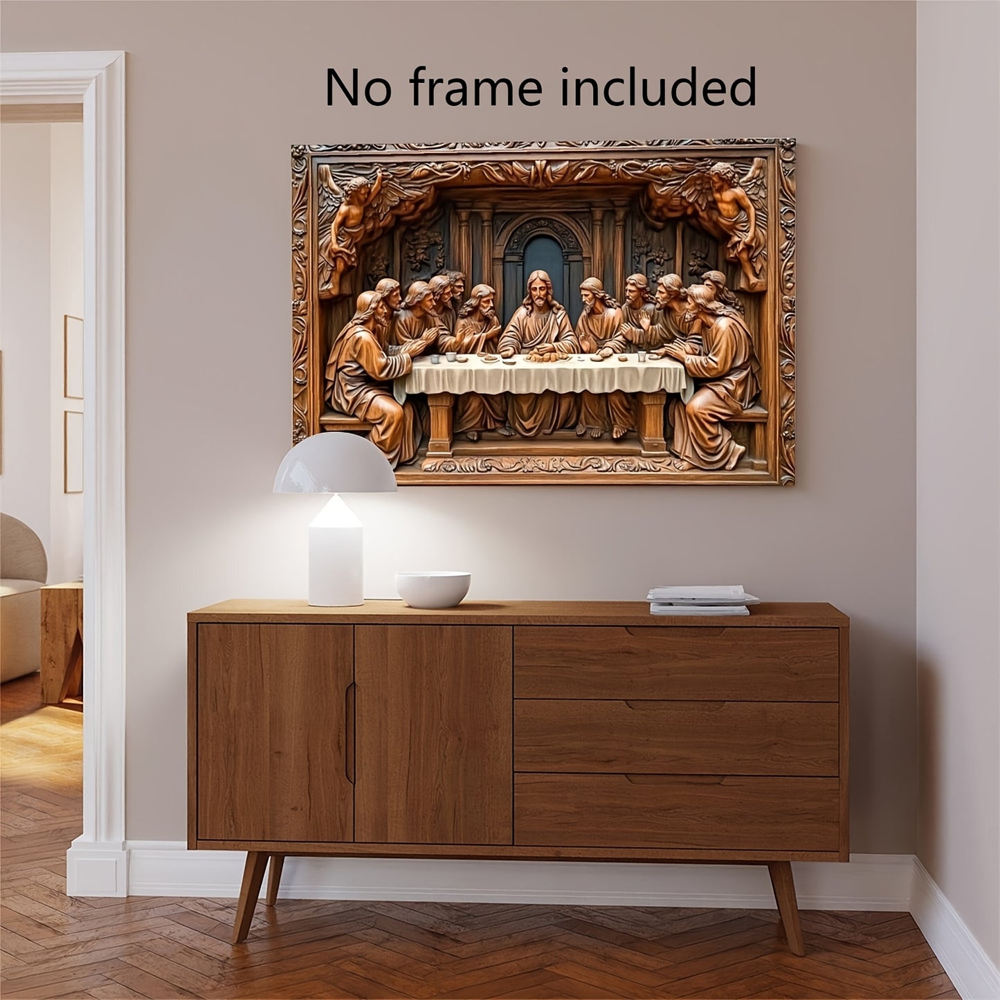 Last Supper poster for room decoration in wooden frame canvas print. Ideal for living room or bedroom.