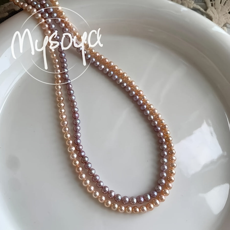 Vintage Boho Handmade Natural Freshwater Pearl Necklace, 5-6mm, June Birthstone, Alloy Material with No Plating, Suitable for Daily and Party Wear. Comes with a Gift Box, Perfect for Christmas, Birthday, Anniversary, Thanksgiving, New Year, and