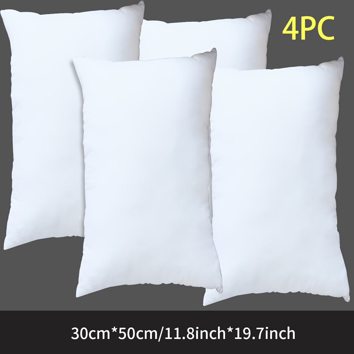 2 or 4 white pillow cores filled with soft polyester fiber, suitable for home decoration and various seating areas.