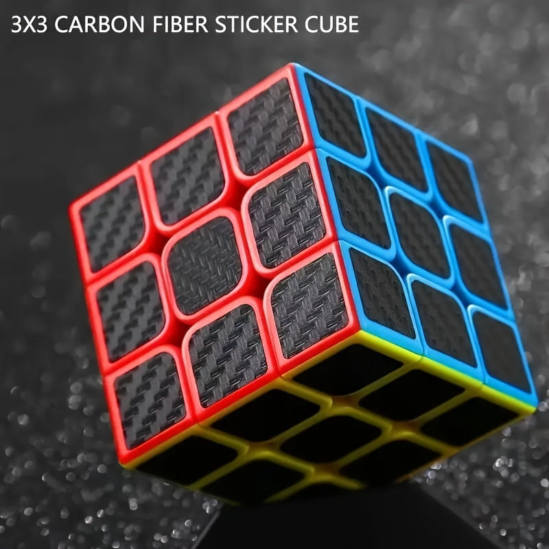 High-speed 3x3x3 carbon fiber cube with adjustable design for customizable difficulty, stress-relieving brain teaser toy in vibrant colors made of durable ABS material, suitable for all