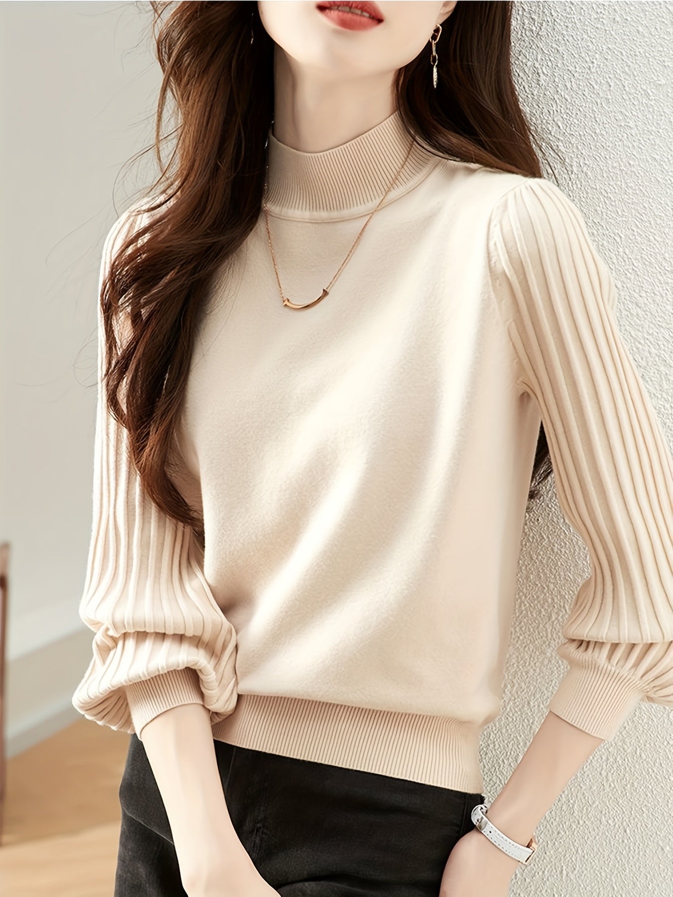 2024 Half-high Collar Ribbed Bottoming Shirt, Light Luxury and Fashionable, Slimming Fit, Versatile Casual Wear for Autumn and Winter, Long Sleeve Turtleneck New Style.