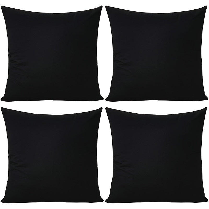 4 white pillow covers, 18x18 inches, solid color, soft velvet modern design for living room, bedroom, or sofa.