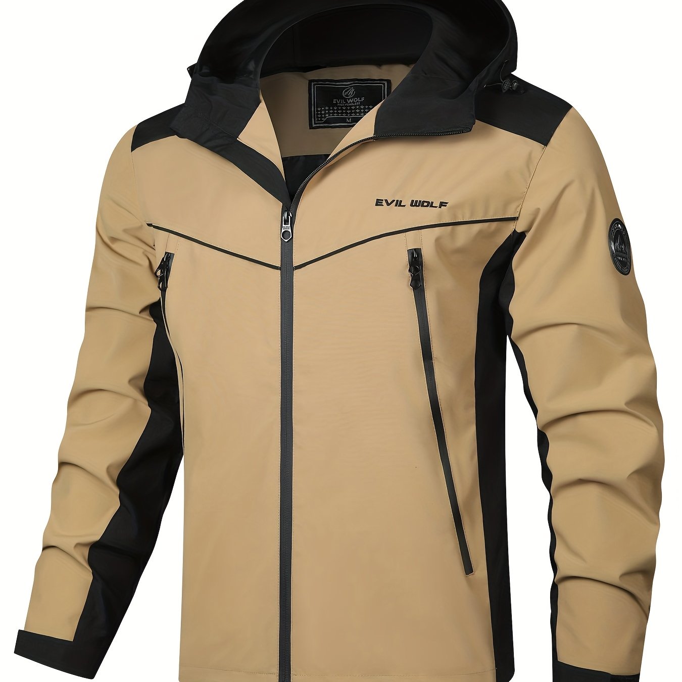 Popular choice: Men's hooded windbreaker with color blocking, ideal for outdoor activities in spring and fall.