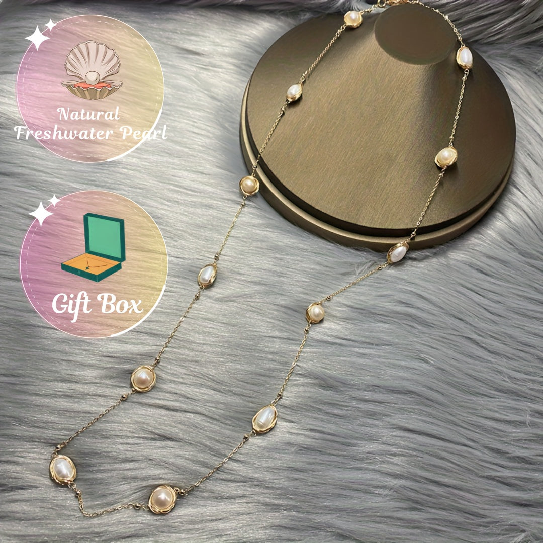 Vintage-inspired Freshwater Pearl Necklace - Elegant addition to any outfit, suitable for both casual wear and special occasions. Comes with a complimentary gift box. Choose from three stunning styles: Sleeping Beauty, Starry Sky, or Knitted Sweater.