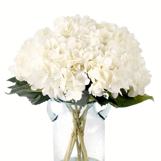 Six stunning hydrangea bouquets perfect for home, weddings, and parties made of realistic silk flowers with stems for summer decor.