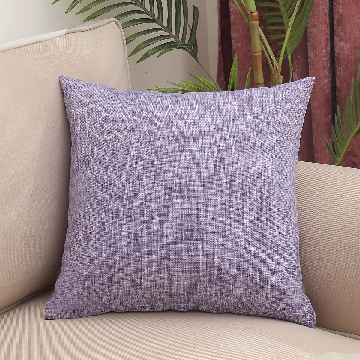 New solid color linen cushion cover without pillow core.