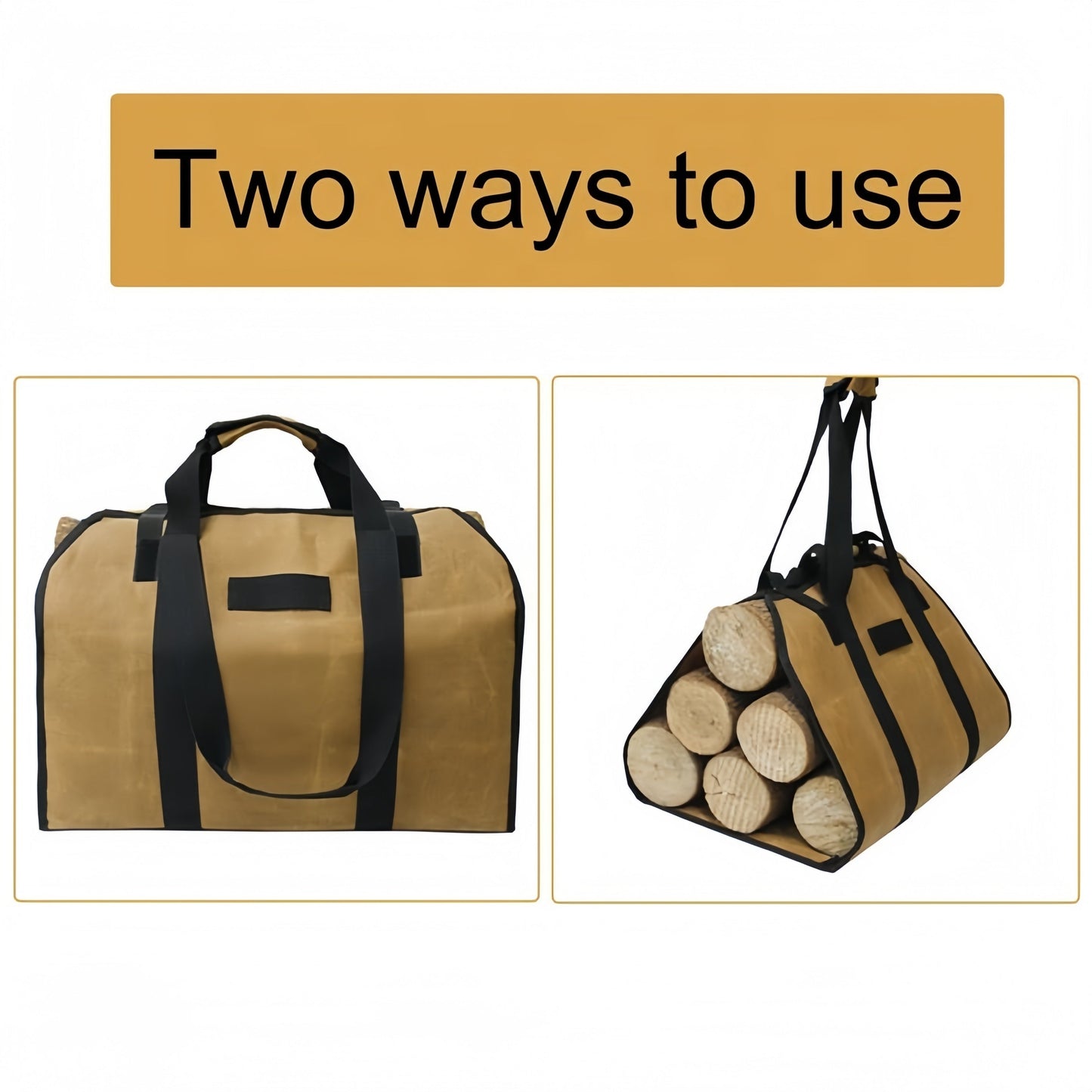 Strong Canvas Firewood Carrier with Handle - Convenient Log Tote for Effortless Wood Transportation