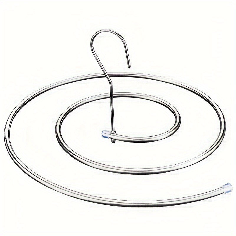 A versatile stainless steel spiral clothes hanger designed for drying quilts and bed sheets, featuring a rotating multi-functional rack complete with hooks for laundry poles.