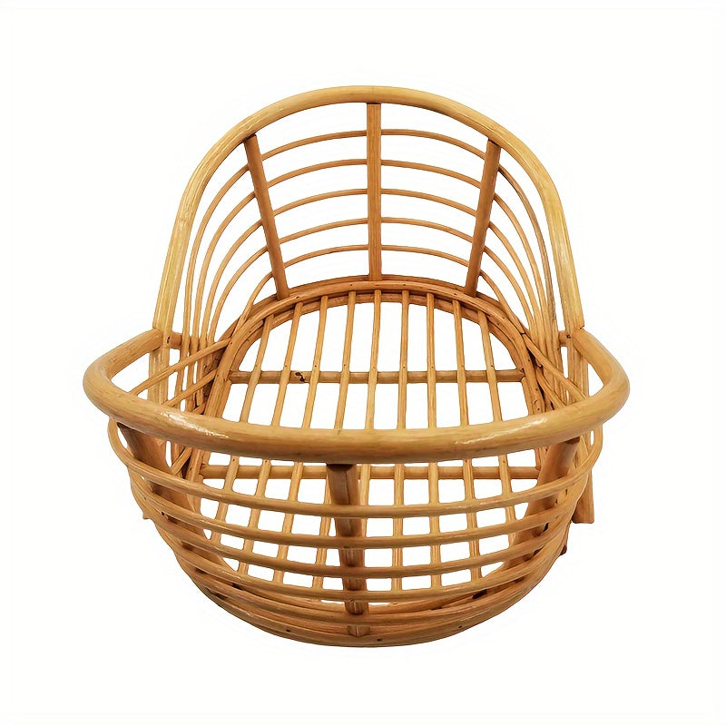 Beautiful Rattan Woven Basket for Children's Photoshoots - Ideal for Creating Stylish Poses & Cherished Memories, Ivory