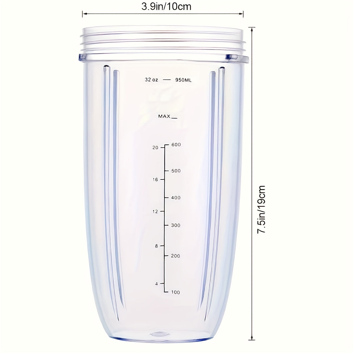 This Nutribullet Blender Accessory is a 32oz Blender Cup with a convenient Flip-Top Lid. It is a compatible replacement part for 600W and 900W models, ensuring a perfect fit. The cup is BPA-free and can be safely cleaned in the dishwasher for your