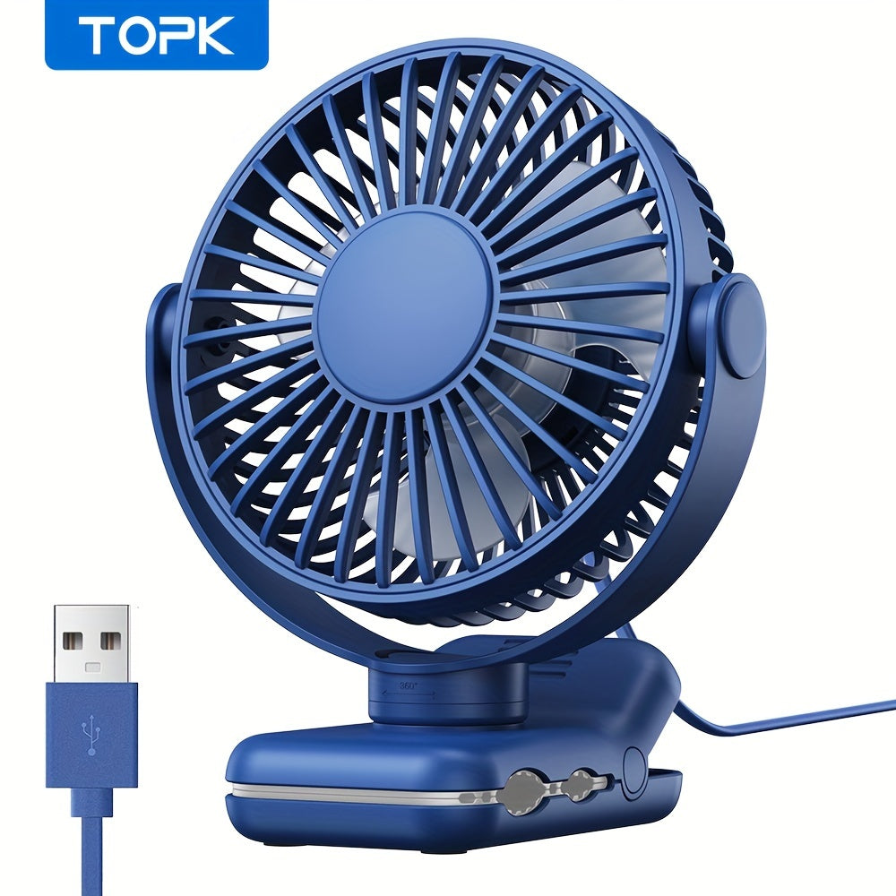 Get your hands on the TOPK K62B Portable USB Clip On Desk Fan, featuring a brushless motor for whisper-quiet and powerful airflow. The strong clamp ensures secure attachment, while the stylish design and high-quality construction make it the perfect mini