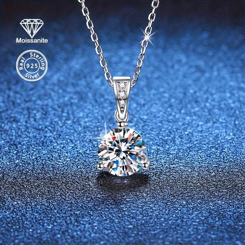 This 925 Silver Necklace features a stunning 1-carat Moissanite diamond, making it a chic and adaptable accessory for special occasions such as banquets, weddings, and anniversaries. It also makes for a thoughtful and elegant jewelry gift. Weight