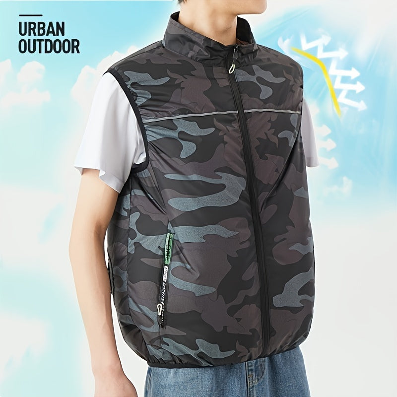 Stay cool and comfortable on-the-go with the Wearable Fan Vest. This USB-powered cooling vest features sleeveless air conditioner clothing, equipped with 2 silent fans and adjustable speed settings. Perfect for both men and women, this vest is ideal for