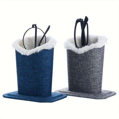 Cozy Plush-Lined Eyeglasses Holder - Stylish Glasses Stand for Desk or Nightstand, Fits a Variety of Fashion Glasses & Eyewear, Perfect Gift Idea